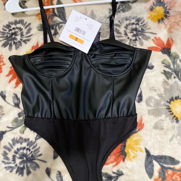 Brand new with tags black pleather body suit - Picture 2 of 3